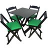 33 conjunto mesa dobravel 70x70 preto c 4 cadeiras estofadas verde
