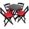 40 conjunto mesa dobravel 70x70 preto c 4 cadeiras estofadas verde