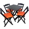 48 conjunto mesa dobravel 70x70 preto c 4 cadeiras estofadas