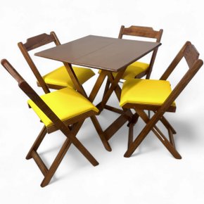 02 conjunto mesa dobravel 70x70 imbuia c 4 cadeiras estofadas fpf azul