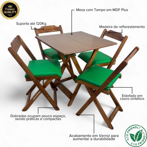 46 conjunto mesa dobravel 70x70 imbuia c 4 cadeiras estofadas fpf azul