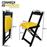 02 conjunto mesa dobravel mdf 120x70 preta c 4 cadeiras estofadas fpf