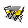 03 conjunto mesa dobravel mdf 120x70 preta c 4 cadeiras estofadas fpf