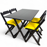 06 conjunto mesa dobravel mdf 120x70 preta c 4 cadeiras estofadas fpf