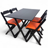 24 conjunto mesa dobravel mdf 120x70 preta c 4 cadeiras estofadas fpf