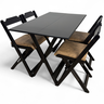 30 conjunto mesa dobravel mdf 120x70 preta c 4 cadeiras estofadas fpf