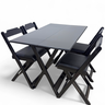 36 conjunto mesa dobravel mdf 120x70 preta c 4 cadeiras estofadas fpf