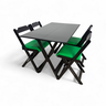 39 conjunto mesa dobravel mdf 120x70 preta c 4 cadeiras estofadas fpf