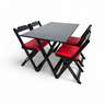 45 conjunto mesa dobravel mdf 120x70 preta c 4 cadeiras estofadas fpf