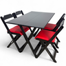 48 conjunto mesa dobravel mdf 120x70 preta c 4 cadeiras estofadas fpf