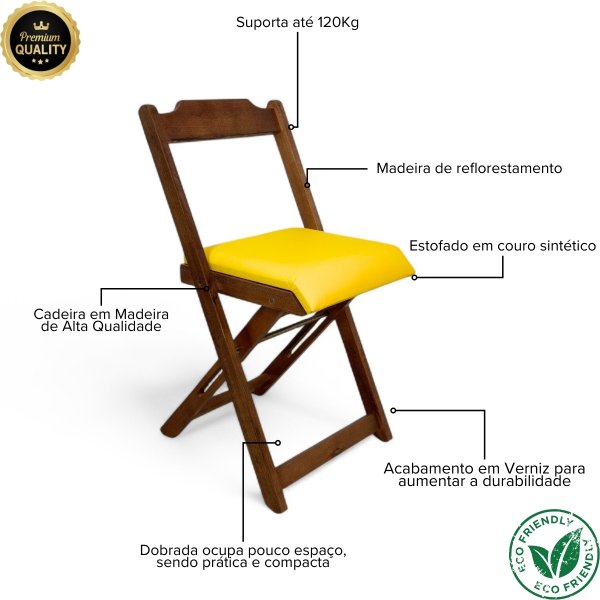 03 cadeira dobravel retratil imbuia de madeira com estofado fpf
