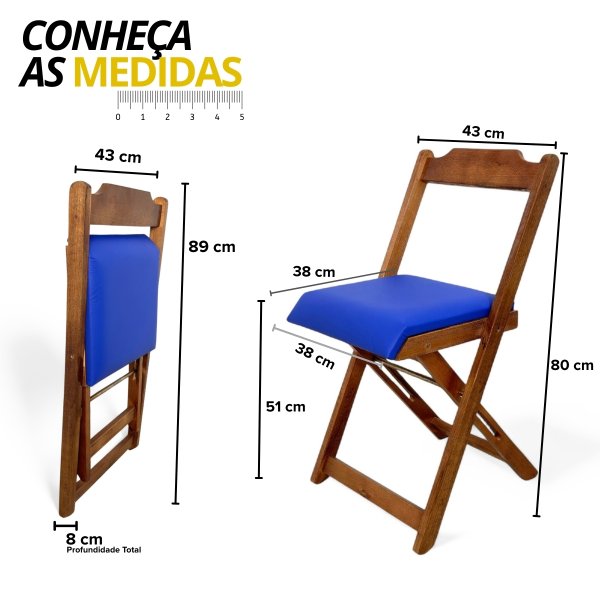 08 cadeira dobravel retratil imbuia de madeira com estofado fpf