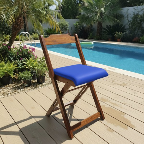 14 cadeira dobravel retratil imbuia de madeira com estofado fpf