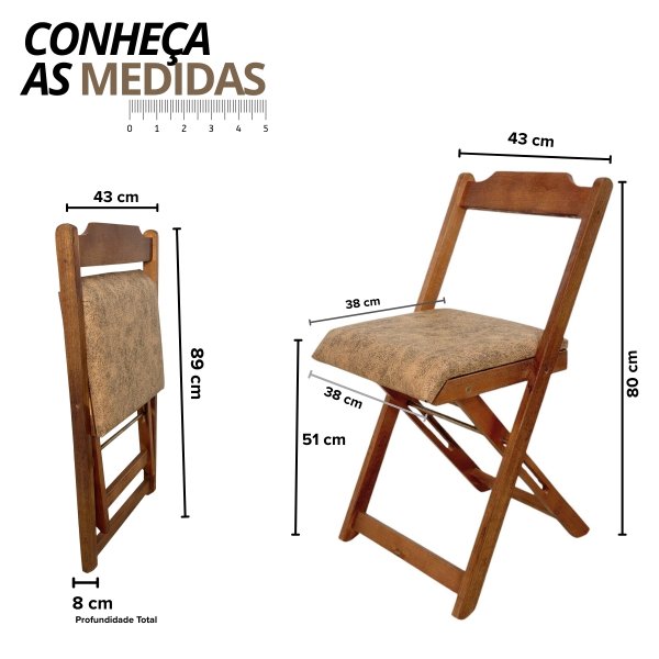 23 cadeira dobravel retratil imbuia de madeira com estofado fpf