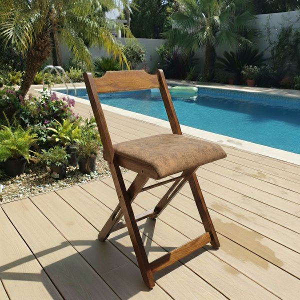 28 cadeira dobravel retratil imbuia de madeira com estofado fpf