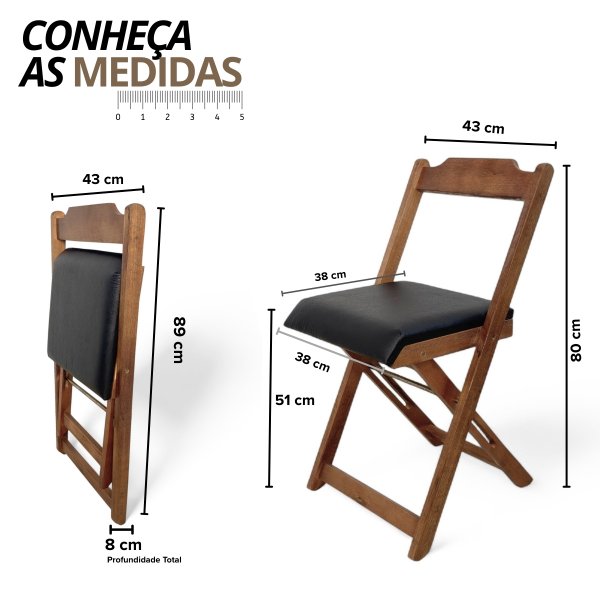 31 cadeira dobravel retratil imbuia de madeira com estofado fpf