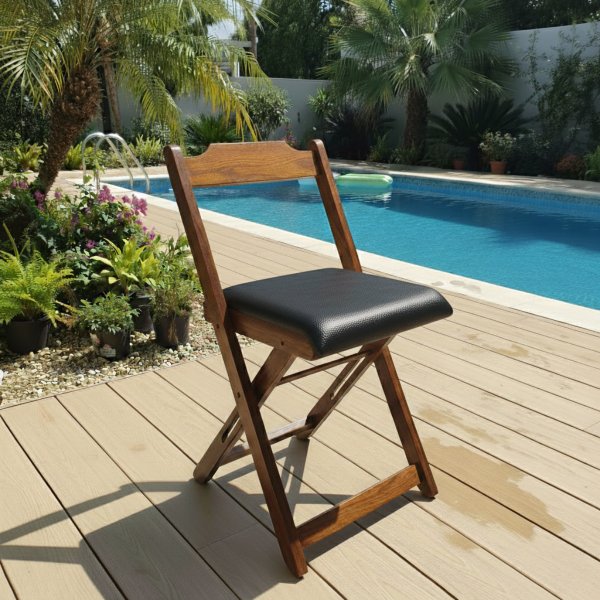35 cadeira dobravel retratil imbuia de madeira com estofado fpf