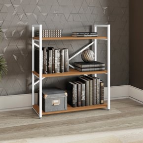 01 estante industrial metal e madeira organizador baixo 85x72cm freijo preto fosco