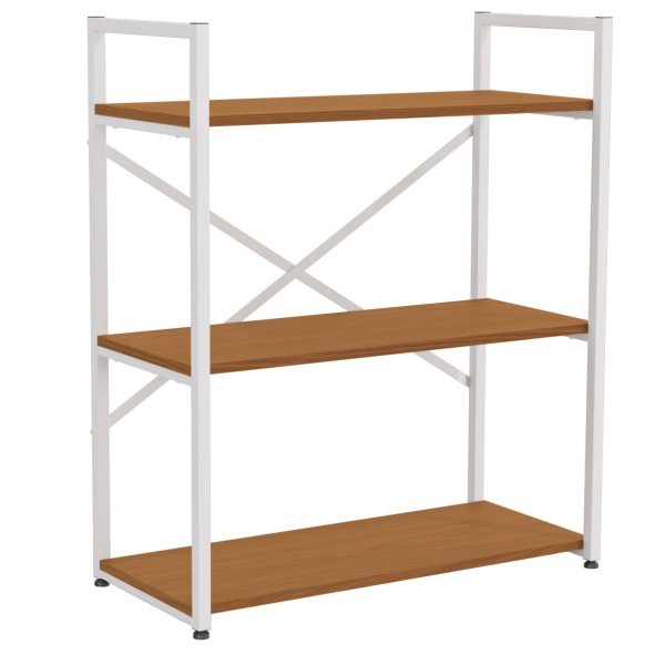 04 estante industrial metal e madeira organizador baixo 85x72cm freijo preto fosco