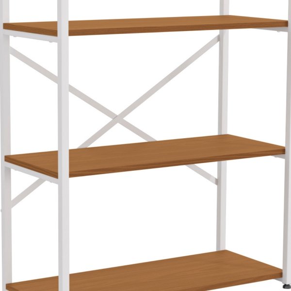 05 estante industrial metal e madeira organizador baixo 85x72cm freijo preto fosco