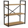 11 estante industrial metal e madeira organizador baixo 85x72cm freijo preto fosco