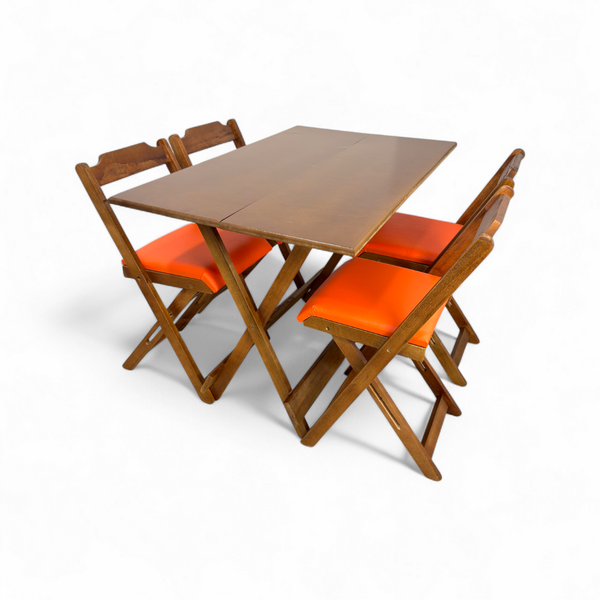 21 conjunto mesa dobravel mdf 120x70 imbuia c 4 cadeiras estofadas fpf