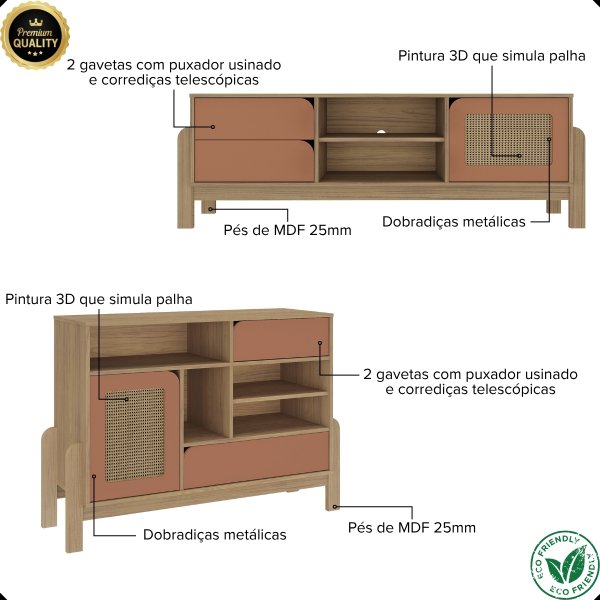 03 sala de estar nature com mesa de centro e aparador