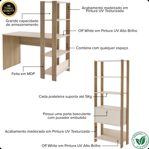 10 sala de estudos e home office match pinho preto