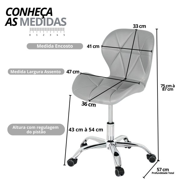 163 cadeira escritorio slim vegas base giratoria estofada