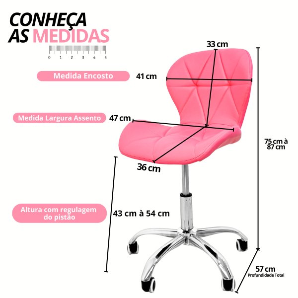 166 cadeira escritorio slim vegas base giratoria estofada