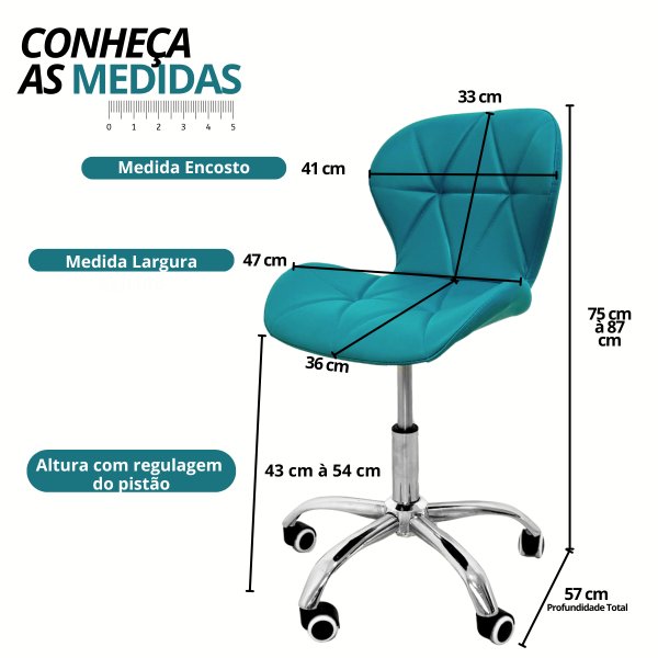 168 cadeira escritorio slim vegas base giratoria estofada