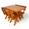 08 conjunto mesa madeira rustica para churrasco mesa de 1 metro 4 bancos