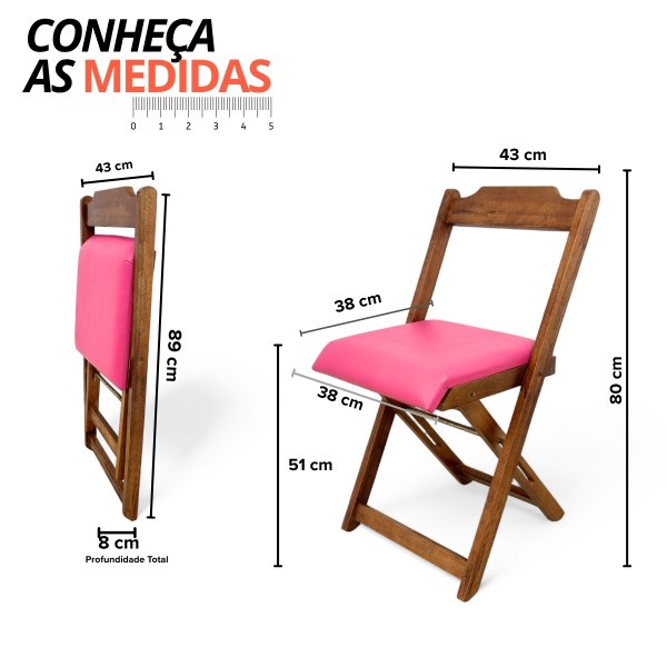 64 cadeira dobravel retratil imbuia de madeira com estofado fpf