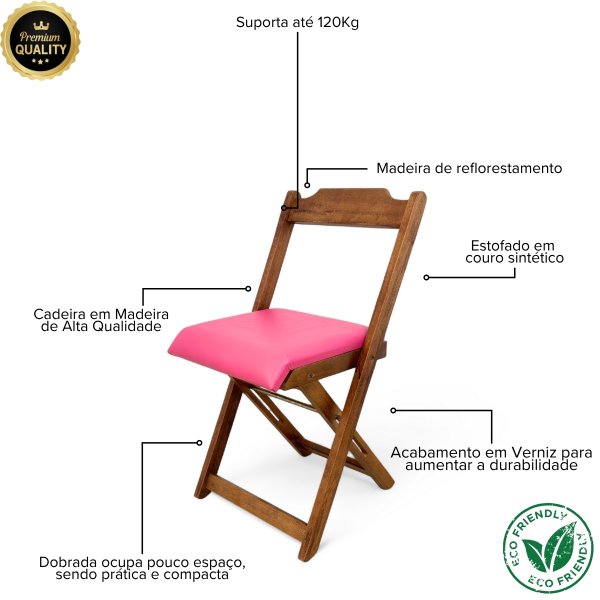 66 cadeira dobravel retratil imbuia de madeira com estofado fpf