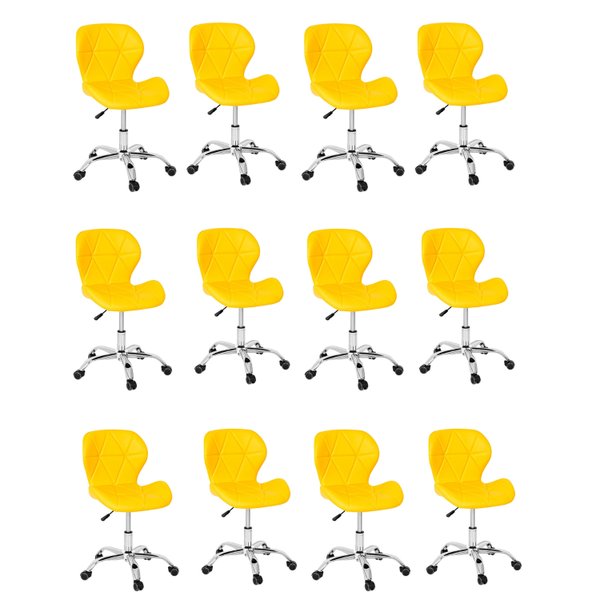 01 kit 12 cadeiras escritorio slim vegas base giratoria estofada