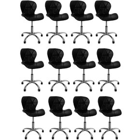 03 kit 12 cadeiras escritorio slim vegas base giratoria estofada