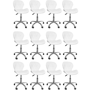 05 kit 12 cadeiras escritorio slim vegas base giratoria estofada