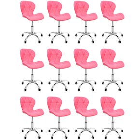 06 kit 12 cadeiras escritorio slim vegas base giratoria estofada