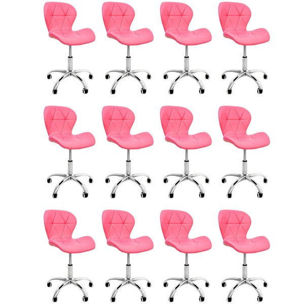 06 kit 12 cadeiras escritorio slim vegas base giratoria estofada