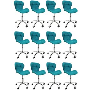 07 kit 12 cadeiras escritorio slim vegas base giratoria estofada