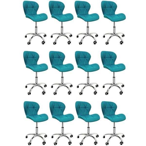 07 kit 12 cadeiras escritorio slim vegas base giratoria estofada