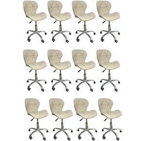 08 kit 12 cadeiras escritorio slim vegas base giratoria estofada