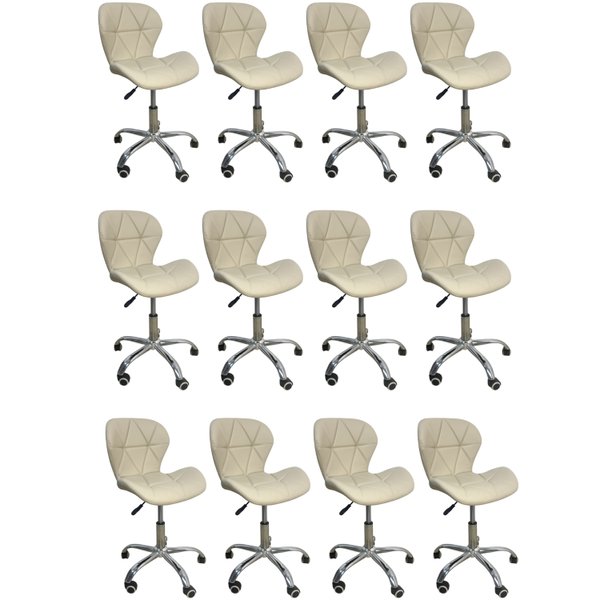 08 kit 12 cadeiras escritorio slim vegas base giratoria estofada