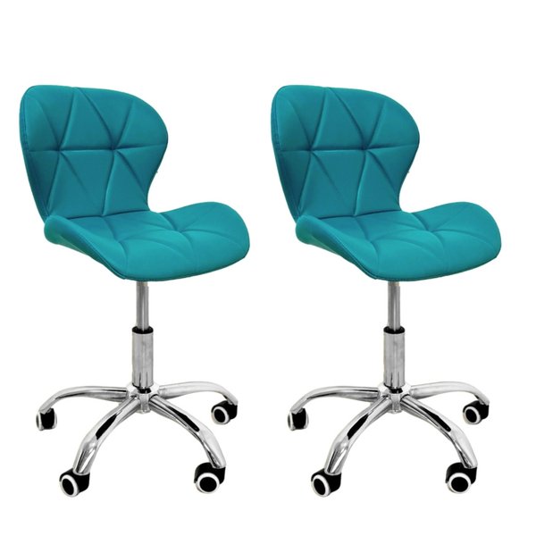 01 kit 2 cadeiras escritorio slim vegas base giratoria estofada