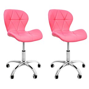 02 kit 2 cadeiras escritorio slim vegas base giratoria estofada