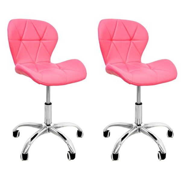 02 kit 2 cadeiras escritorio slim vegas base giratoria estofada