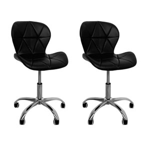 04 kit 2 cadeiras escritorio slim vegas base giratoria estofada
