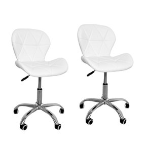 08 kit 2 cadeiras escritorio slim vegas base giratoria estofada
