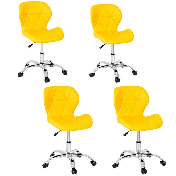 01 kit 4 cadeiras escritorio slim vegas base giratoria estofada