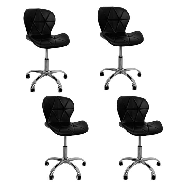 03 kit 4 cadeiras escritorio slim vegas base giratoria estofada